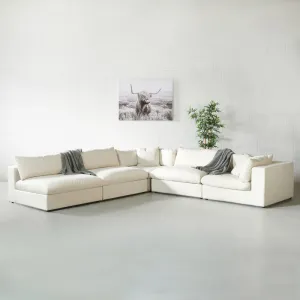 COSMIC - Cream Fabric Modular Sectional (5 piece)