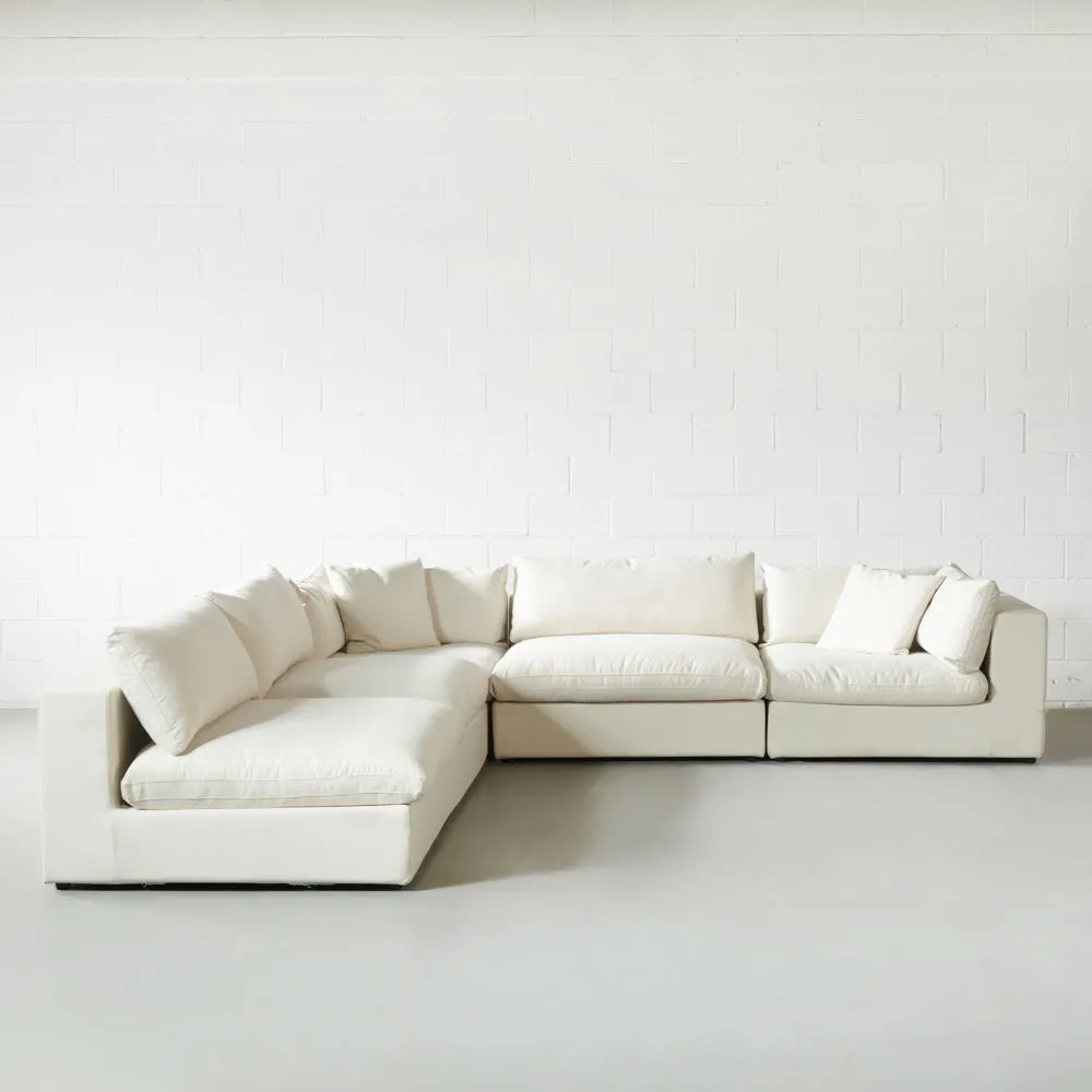 COSMIC - Cream Fabric Modular Sectional (5 piece)