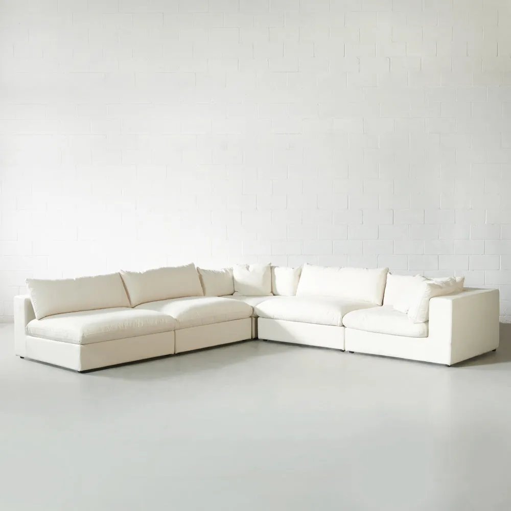 COSMIC - Cream Fabric Modular Sectional (5 piece)