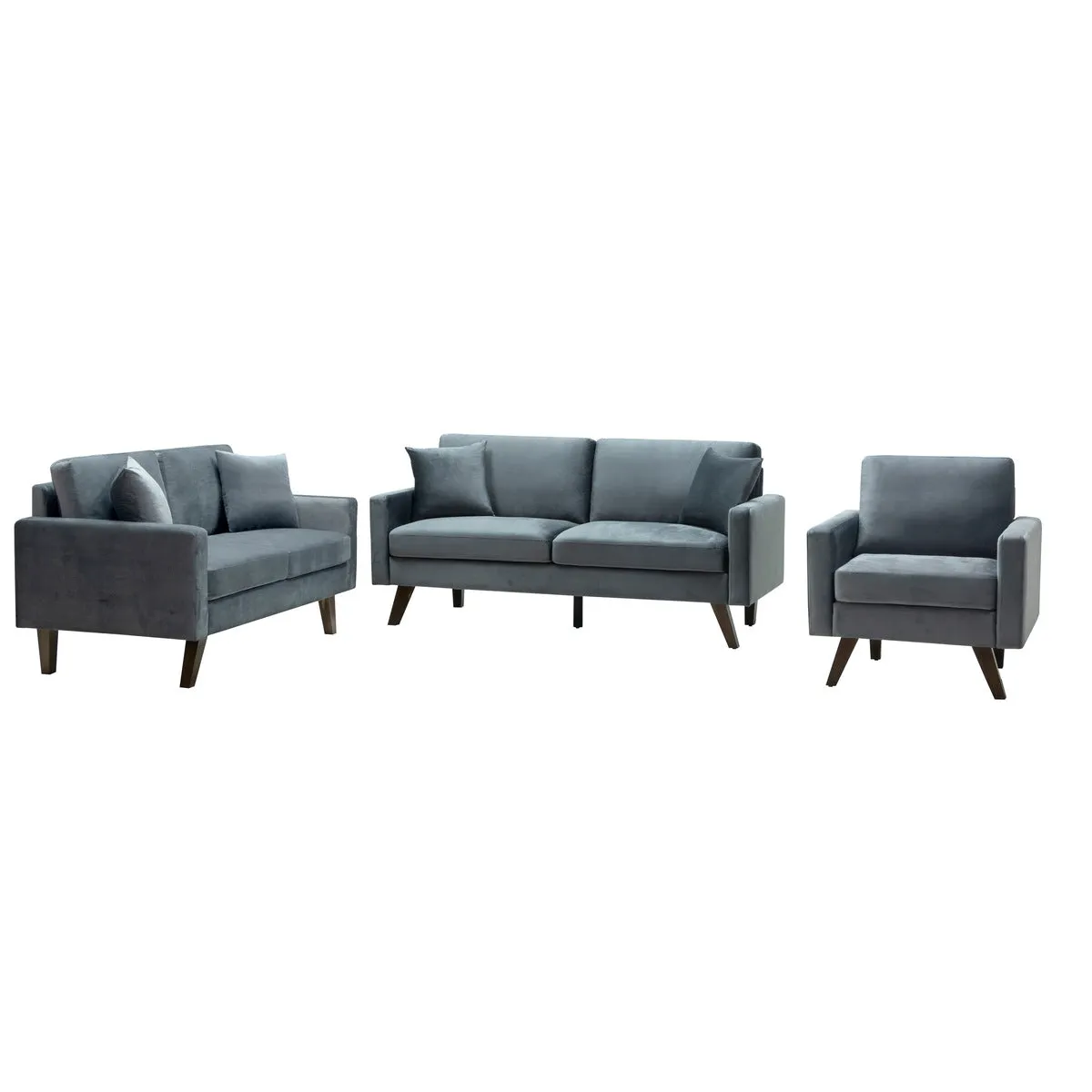 CozyCloud Grey Velvet Loveseat