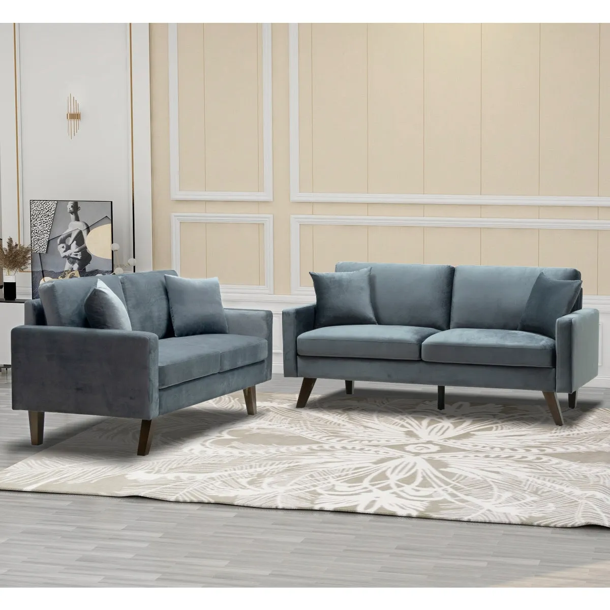 CozyCloud Grey Velvet Loveseat