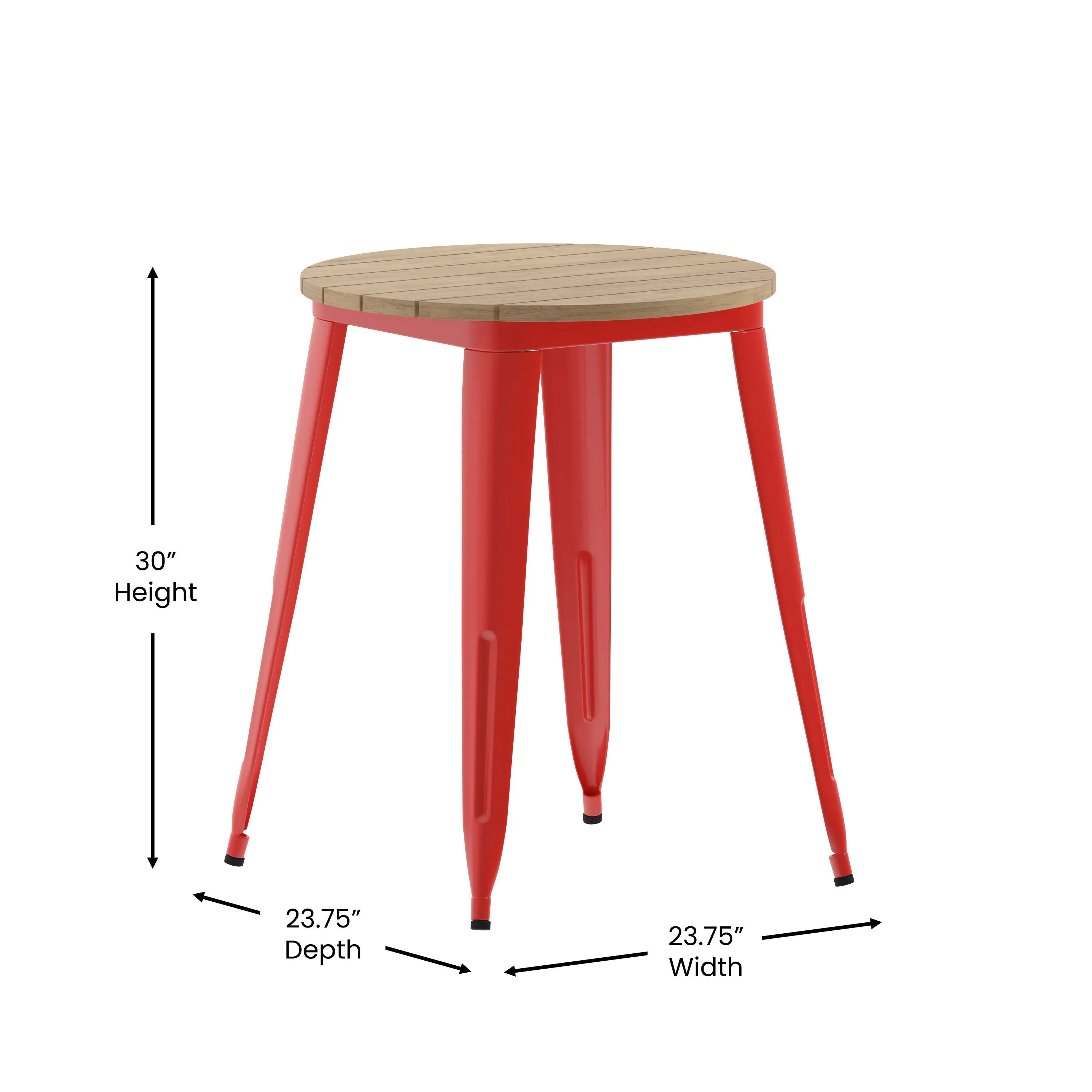 Declan Commercial Grade Indoor/Outdoor Dining Table, 23.75" Round All Weather Poly Resin Top with Steel Base