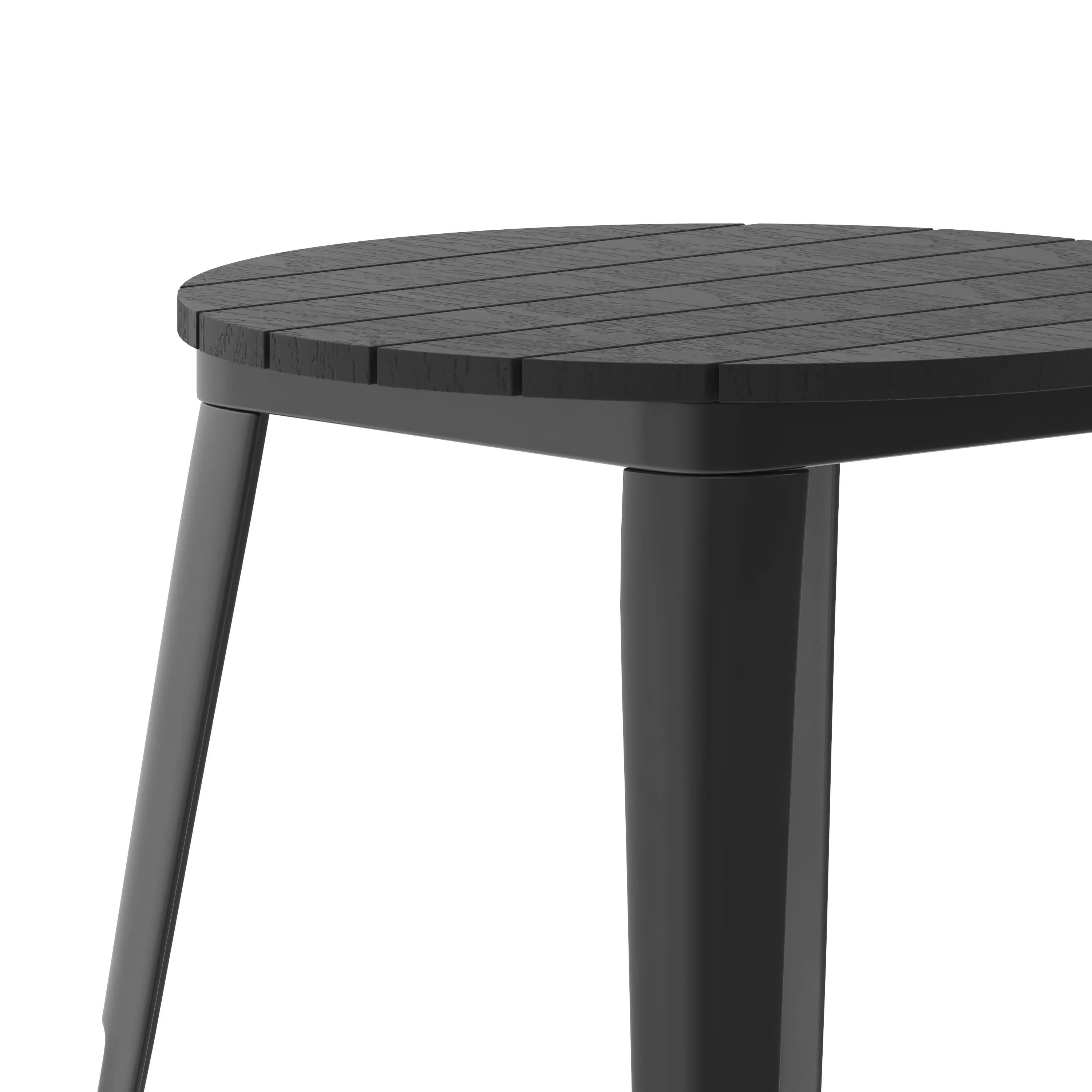 Declan Commercial Grade Indoor/Outdoor Dining Table, 23.75" Round All Weather Poly Resin Top with Steel Base