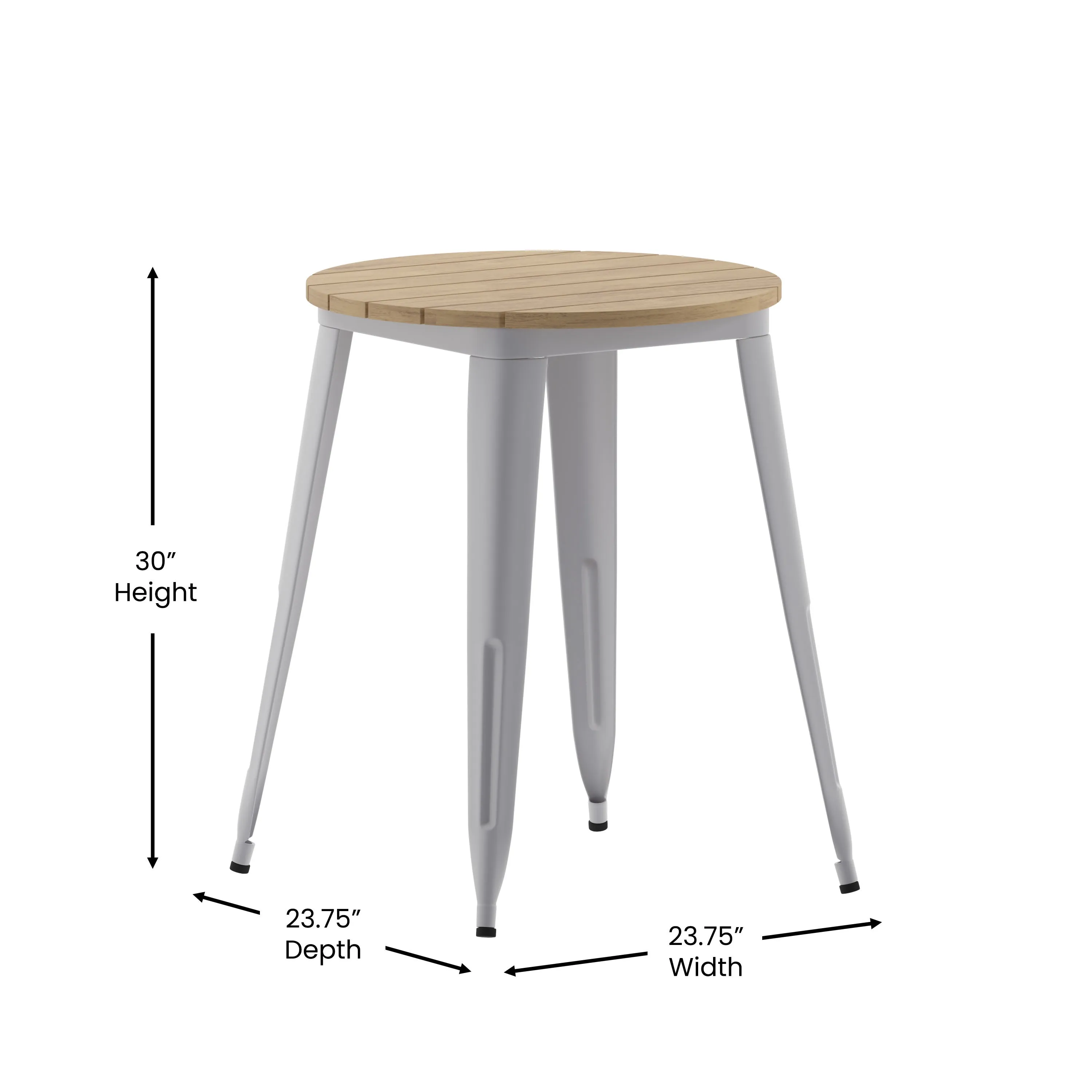 Declan Commercial Grade Indoor/Outdoor Dining Table, 23.75" Round All Weather Poly Resin Top with Steel Base