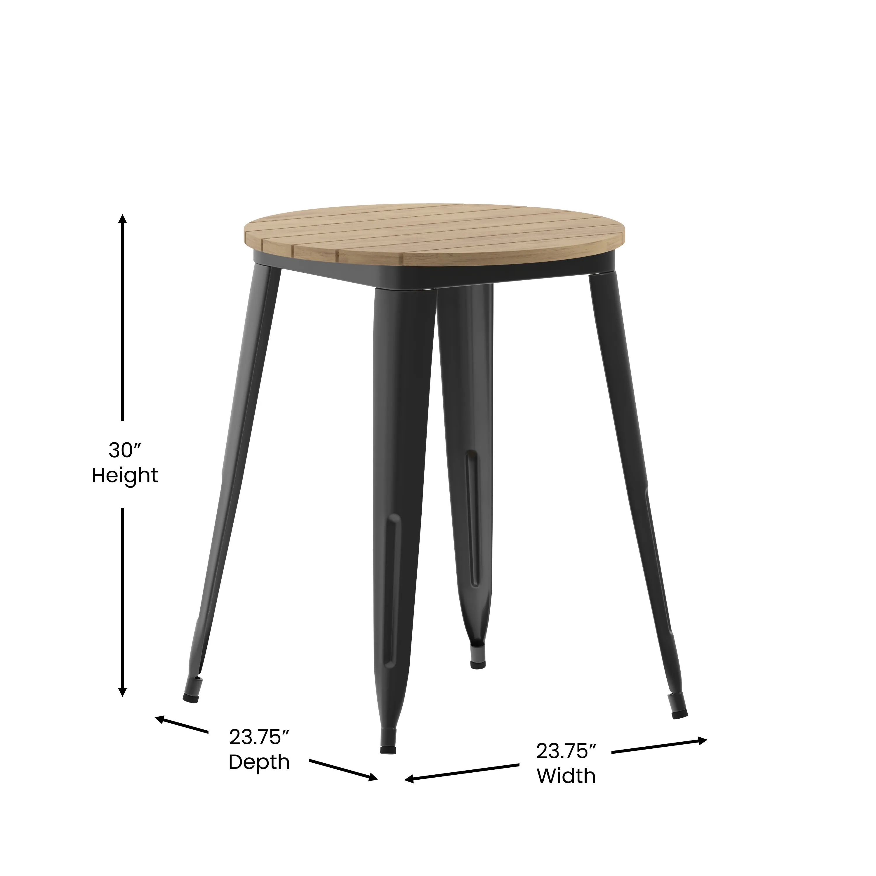 Declan Commercial Grade Indoor/Outdoor Dining Table, 23.75" Round All Weather Poly Resin Top with Steel Base