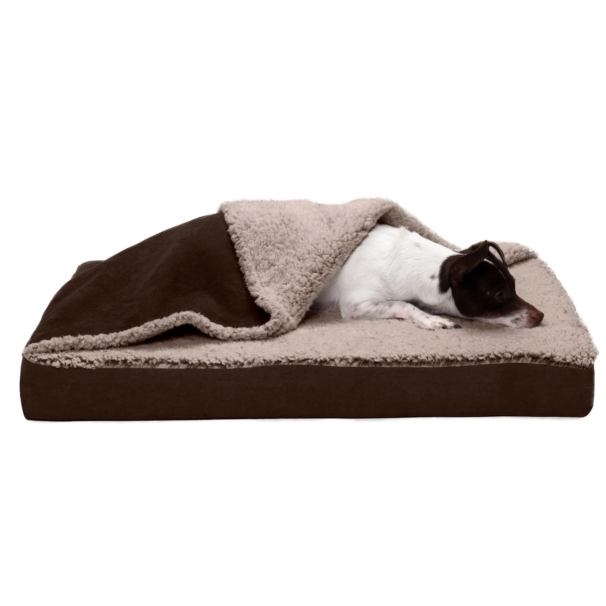 Deluxe Mattress Dog Bed - Berber & Suede Blanket Top