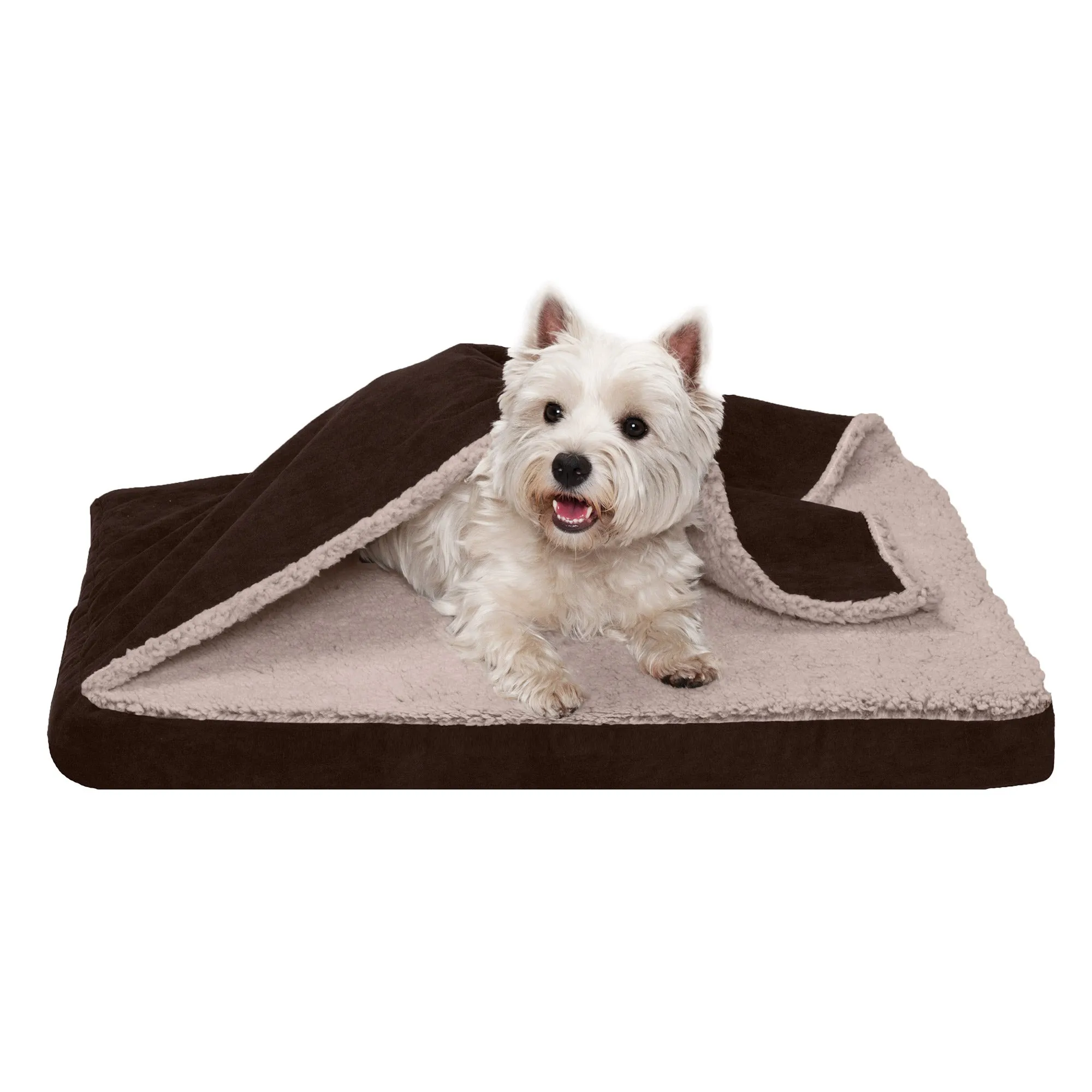 Deluxe Mattress Dog Bed - Berber & Suede Blanket Top