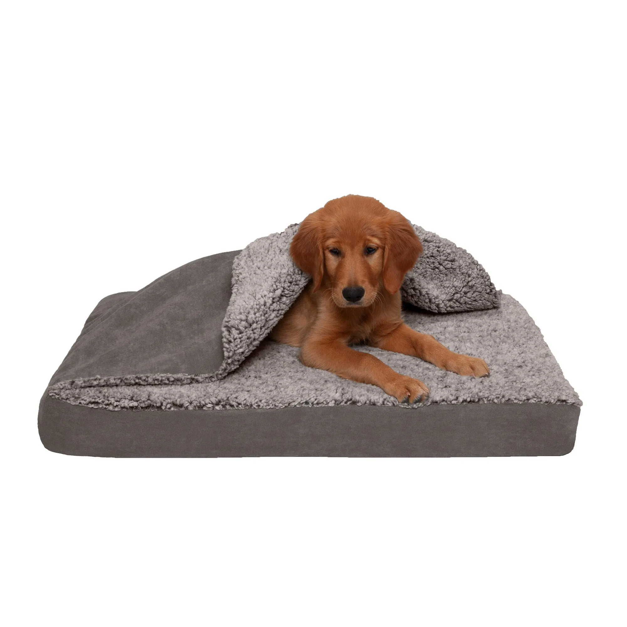 Deluxe Mattress Dog Bed - Berber & Suede Blanket Top