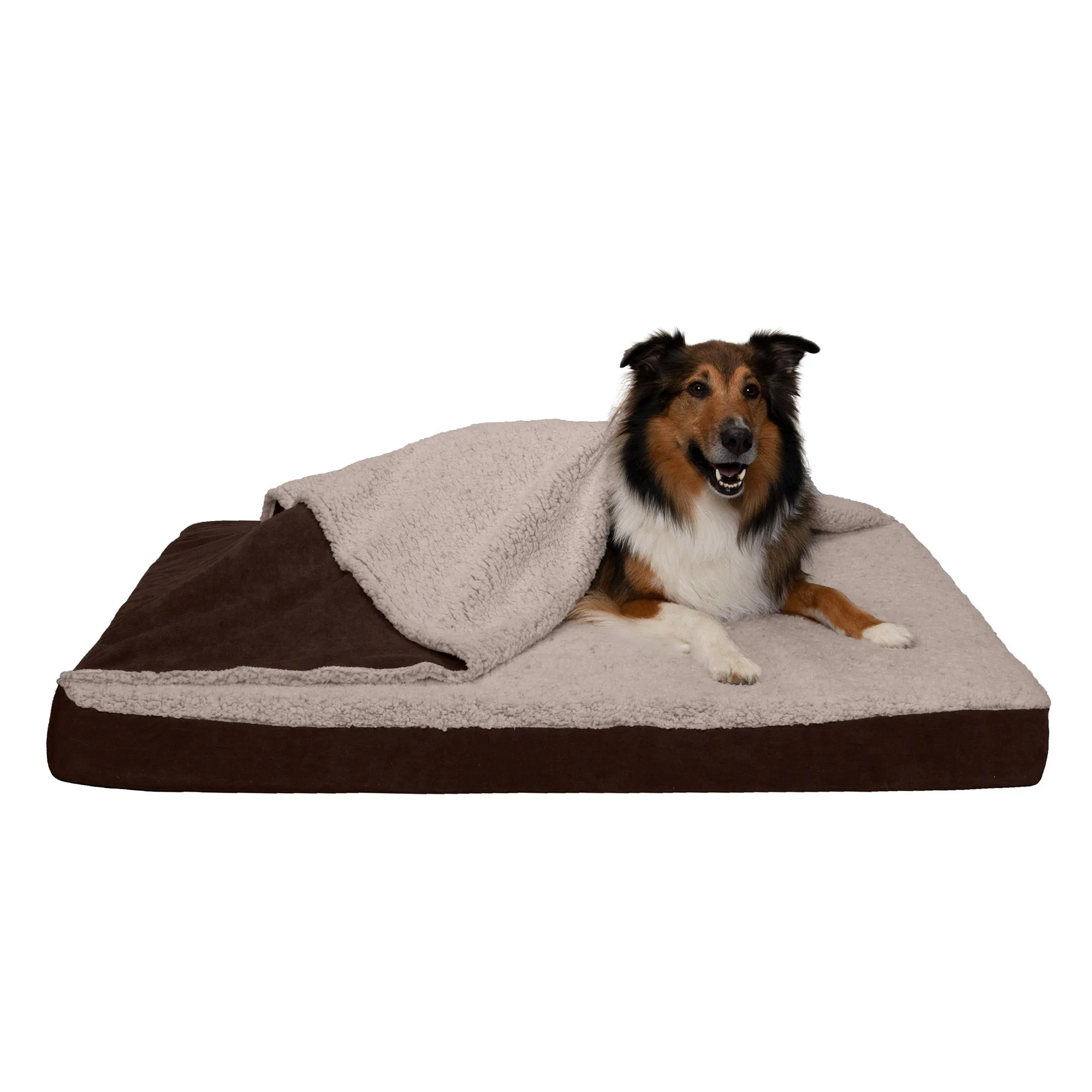 Deluxe Mattress Dog Bed - Berber & Suede Blanket Top