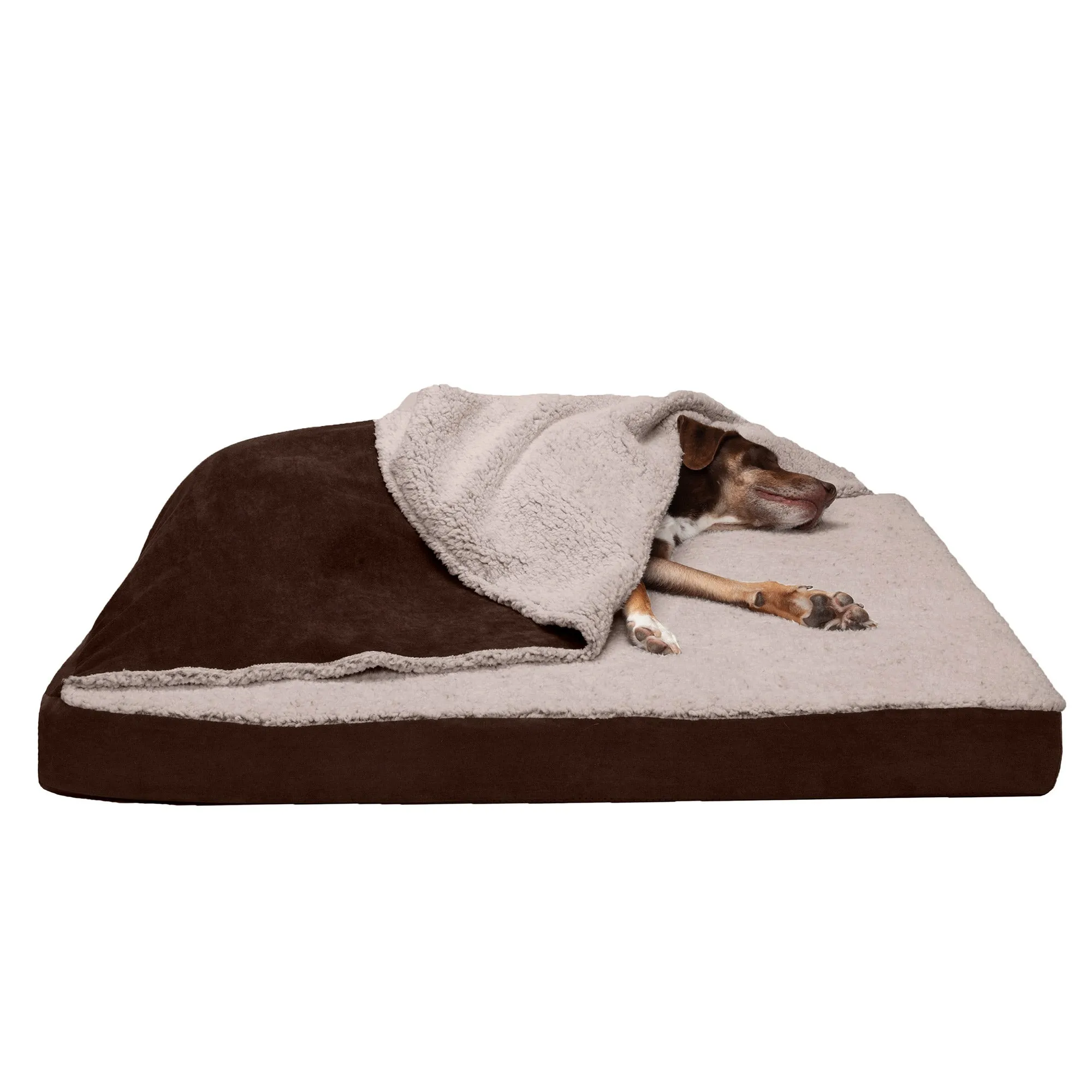 Deluxe Mattress Dog Bed - Berber & Suede Blanket Top