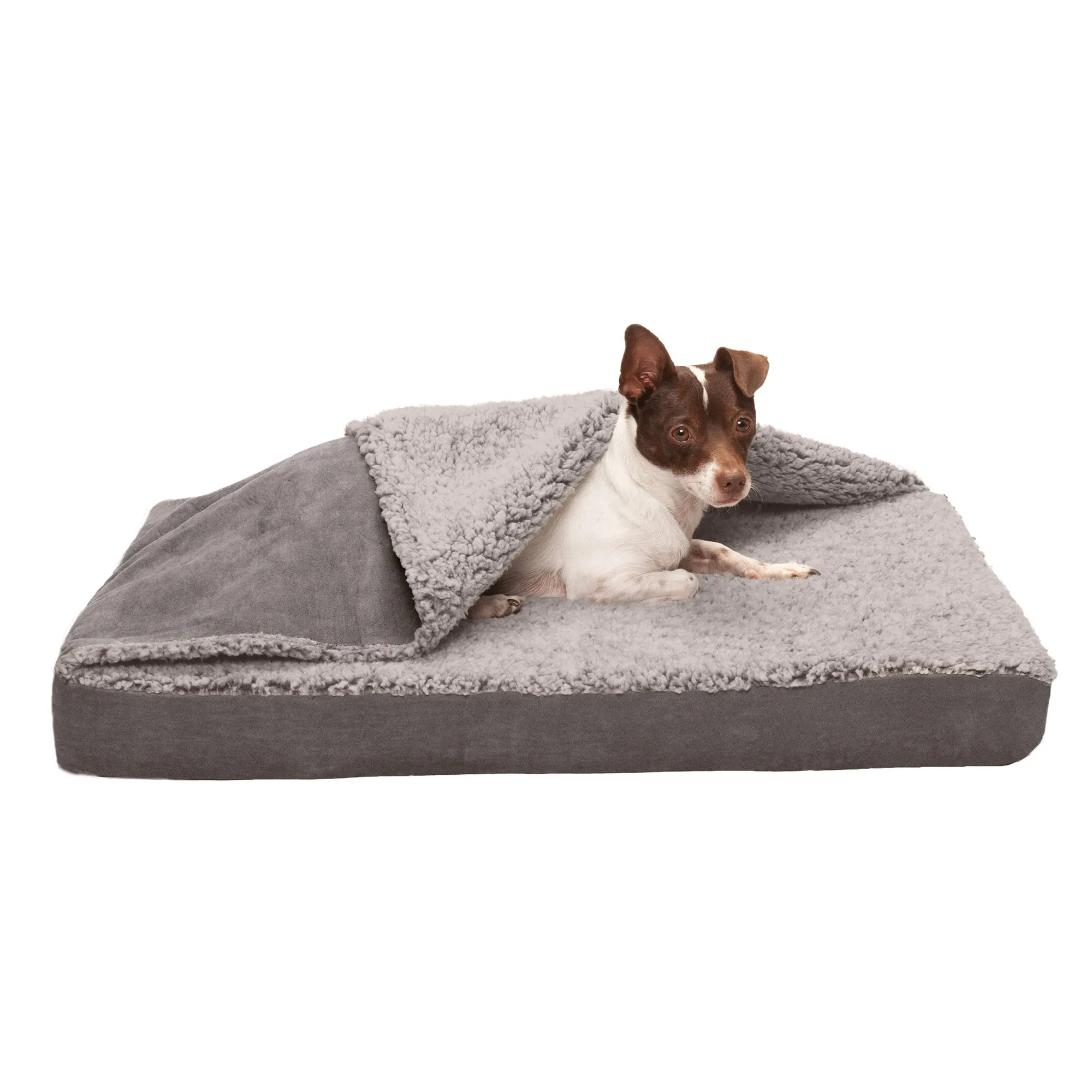 Deluxe Mattress Dog Bed - Berber & Suede Blanket Top