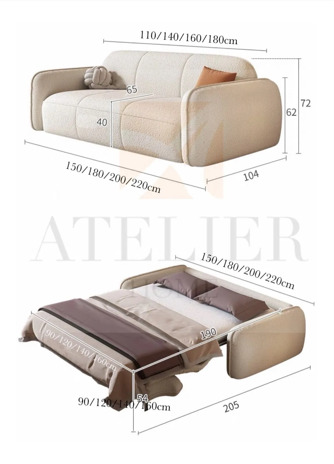 Denver Foldable Sofa Bed with Mattress