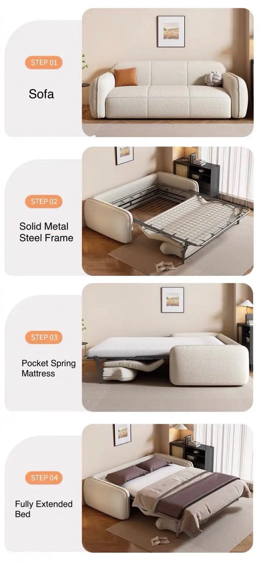 Denver Foldable Sofa Bed with Mattress