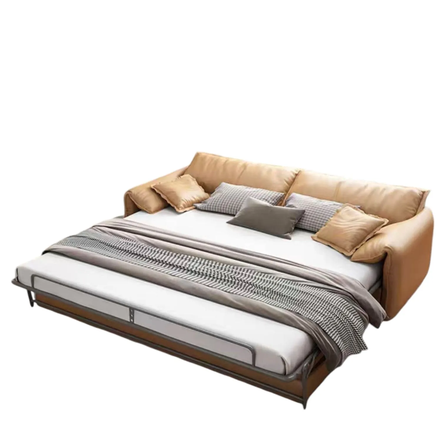 Edon Scratch Resistant Leather Foldable Sofa Bed with Mattress