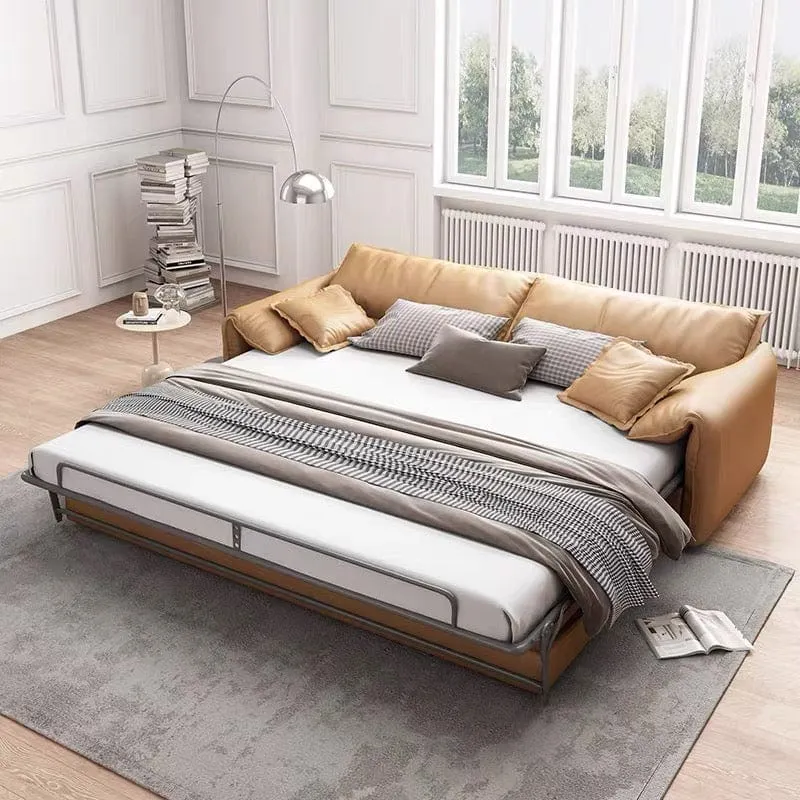 Edon Scratch Resistant Leather Foldable Sofa Bed with Mattress