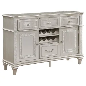 Evangeline Sideboard Server with Faux Diamond Trim Silver Oak