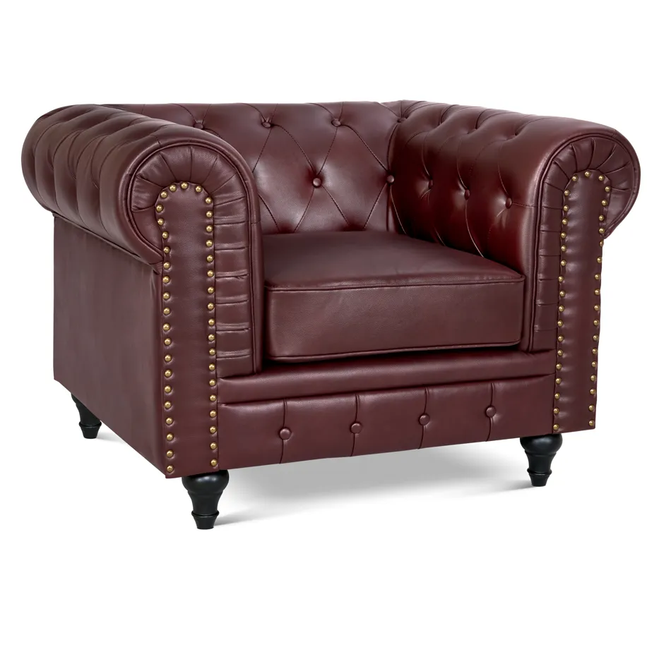 Faux Leather Chesterfield Sofa Suite - Brown