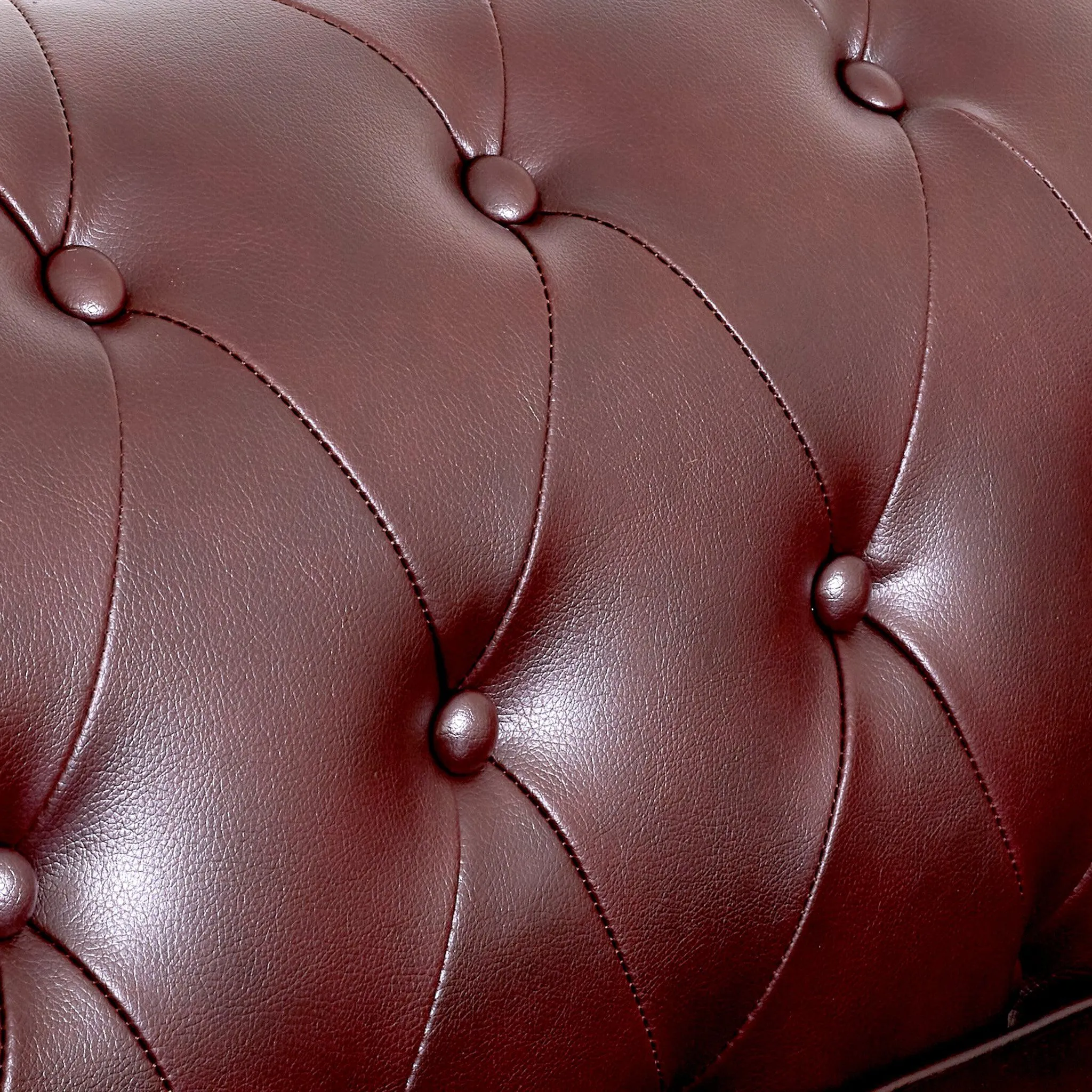 Faux Leather Chesterfield Sofa Suite - Brown