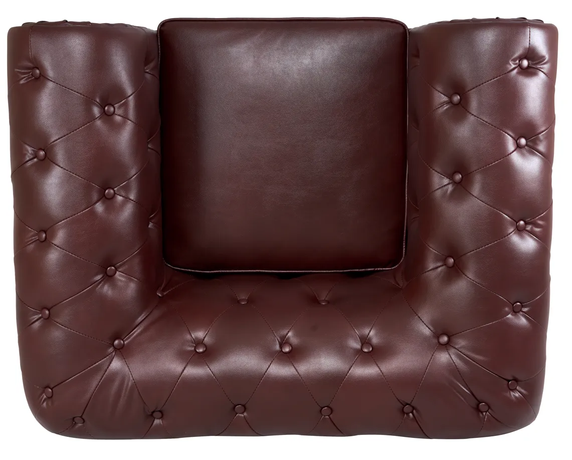 Faux Leather Chesterfield Sofa Suite - Brown