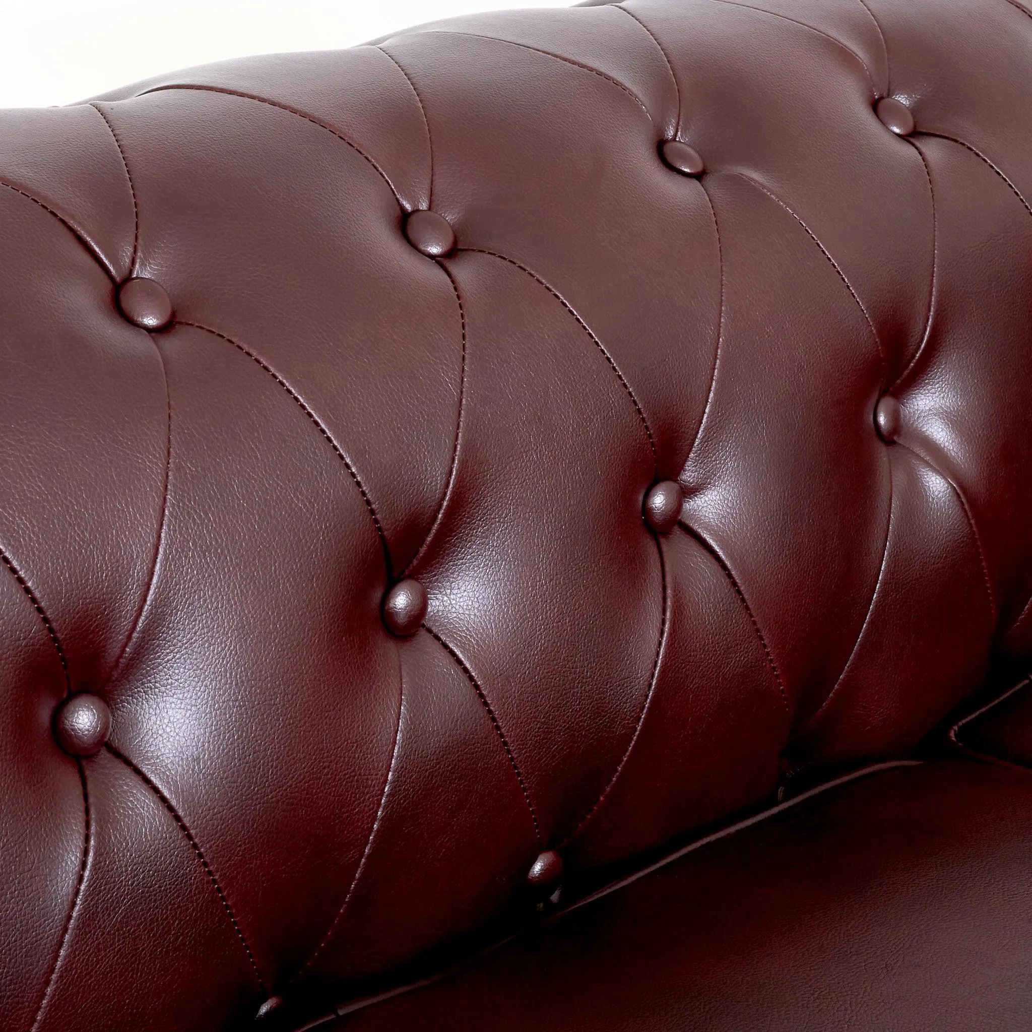 Faux Leather Chesterfield Sofa Suite - Brown