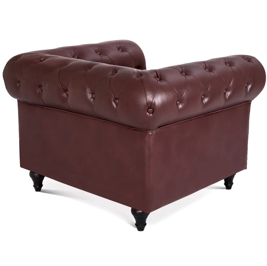 Faux Leather Chesterfield Sofa Suite - Brown