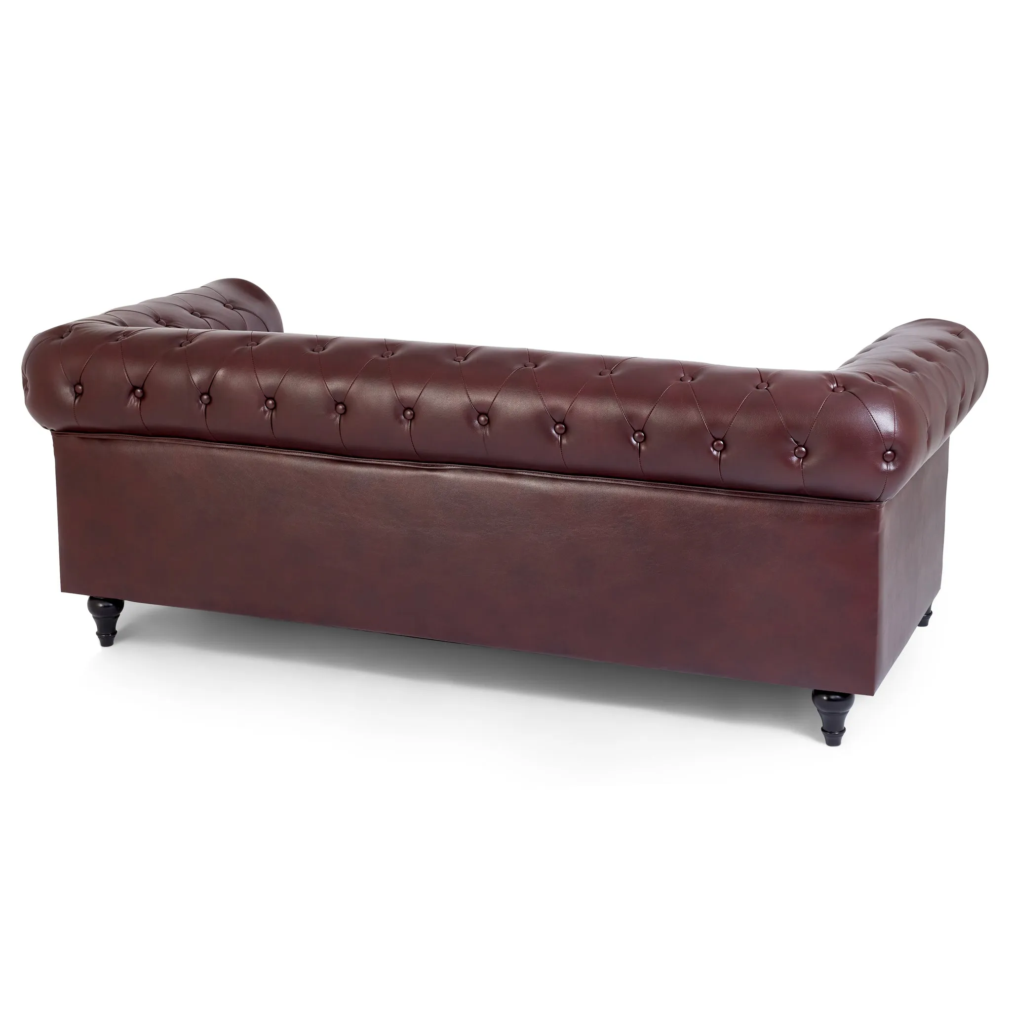 Faux Leather Chesterfield Sofa Suite - Brown