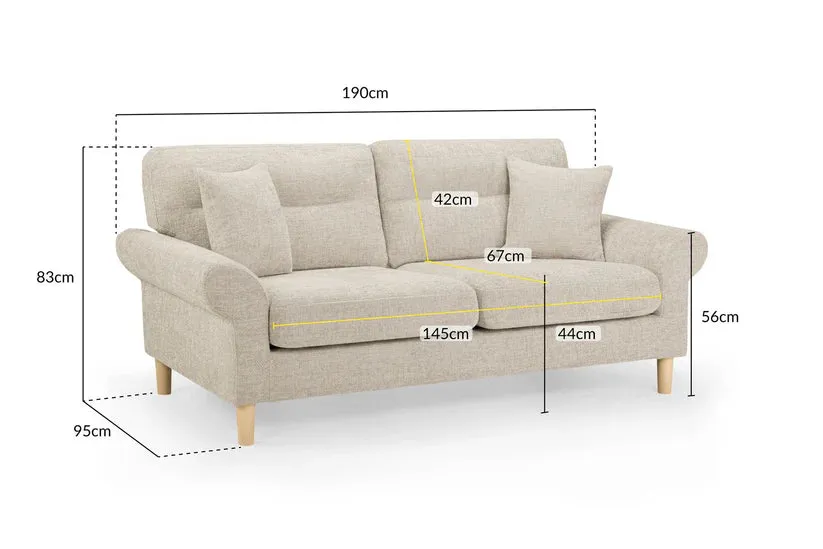 Florence Sofa - Beige 3 Seater - 190 CM