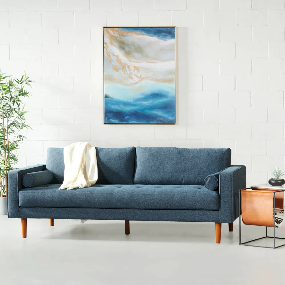 FONDA - Blue Fabric 3-Seater Sofa