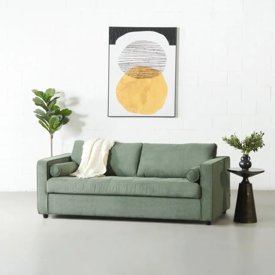 FONDA - Green Fabric Sofabed with Memory Foam Mattress