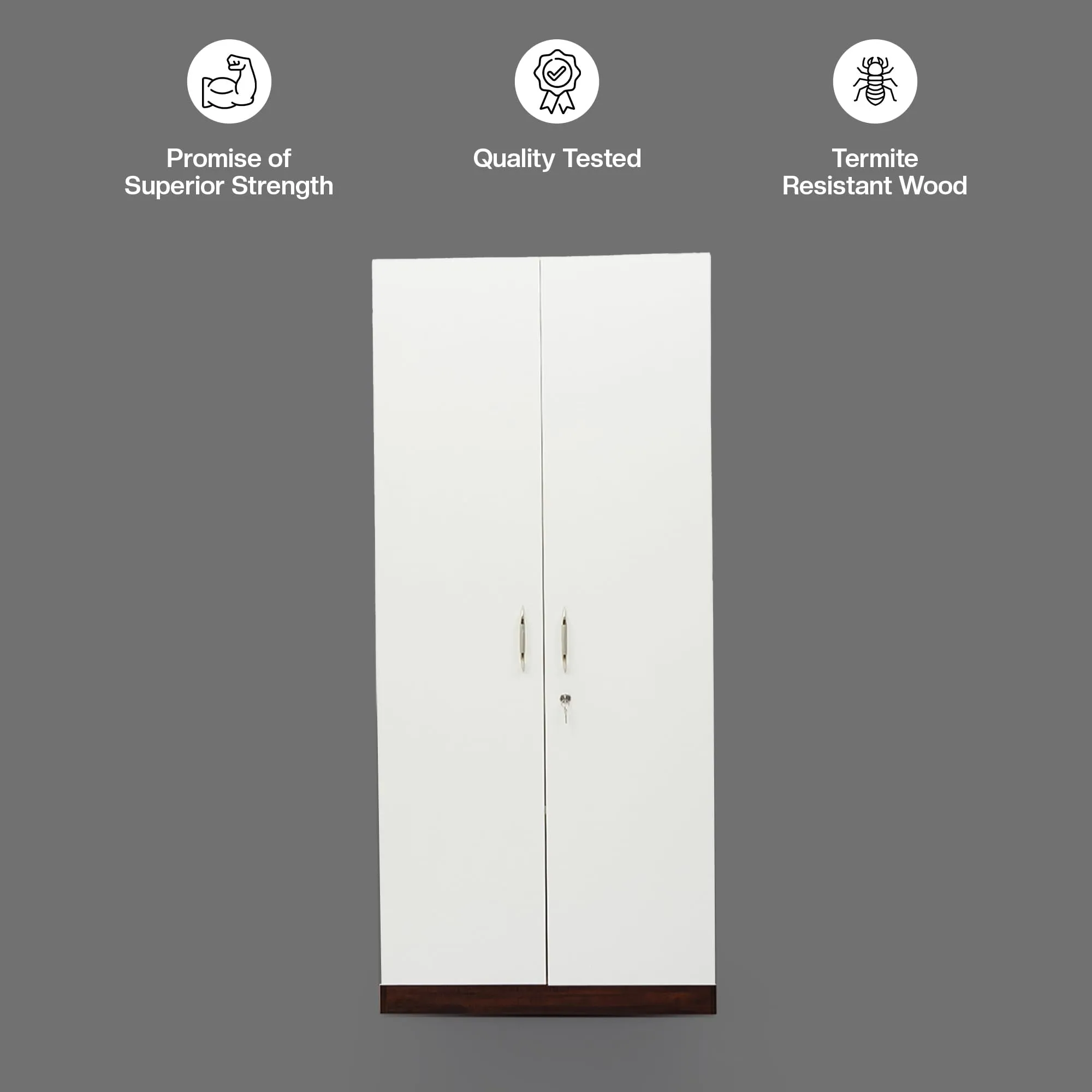 Green Soul® Arthur 2 Door Engineered Wood Wardrobe/Cabinet (Walnut & White Color) | Multiple Shelves to organise Clothes | Storage and Everyday Utility | 1-Year Warranty