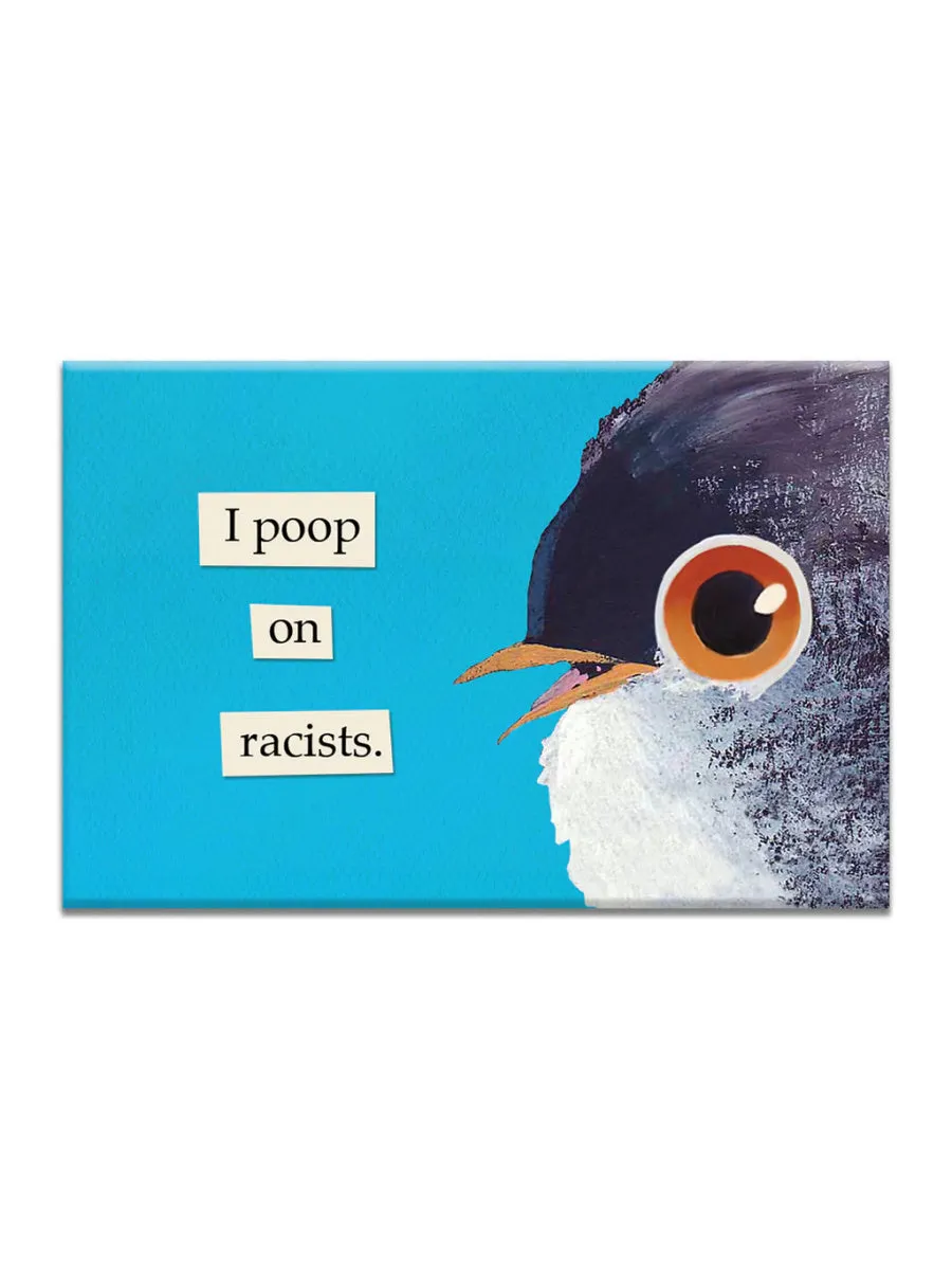 I Poop on Racists Bird Magnet