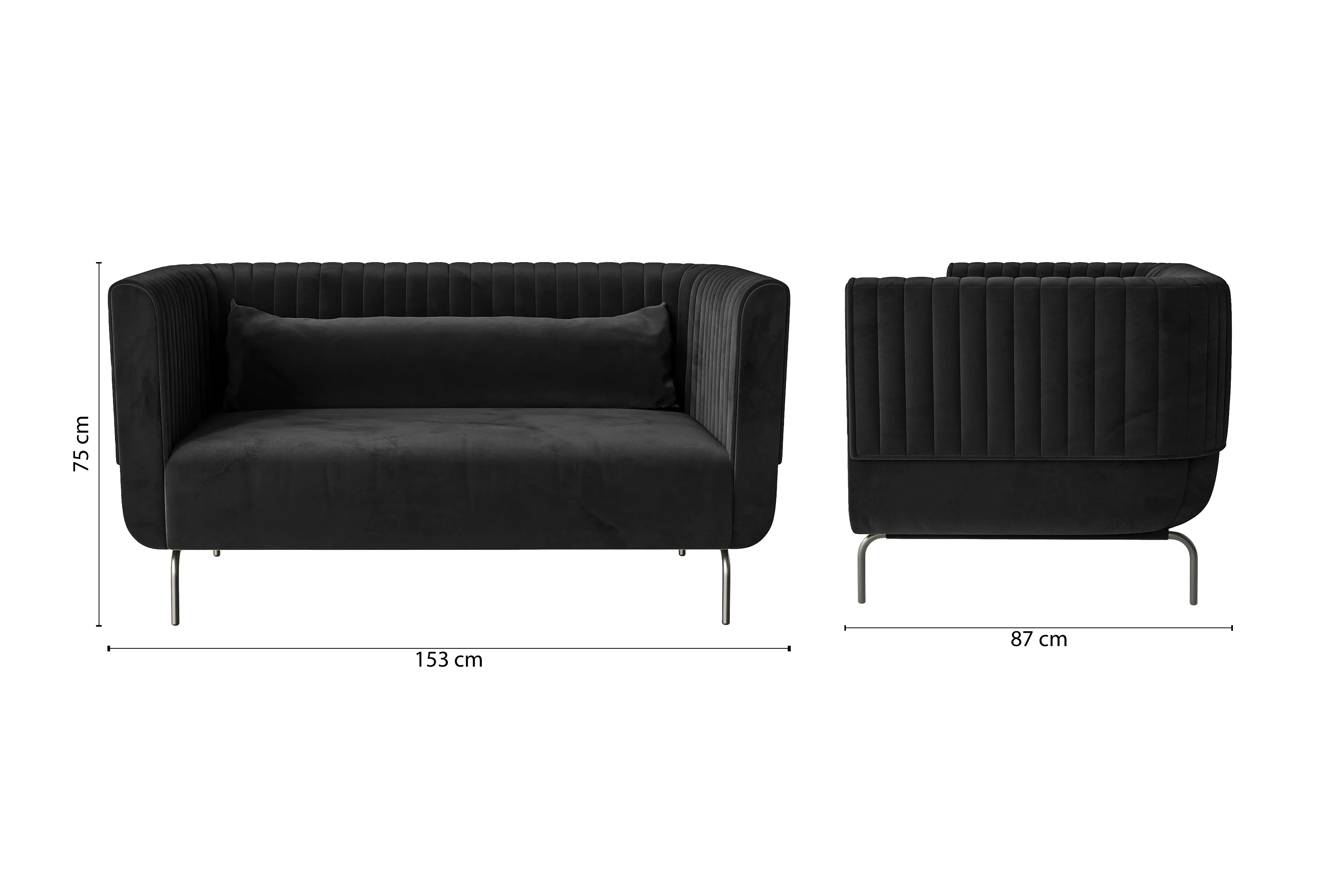 Jackson 2 Seater Sofa Black Velvet