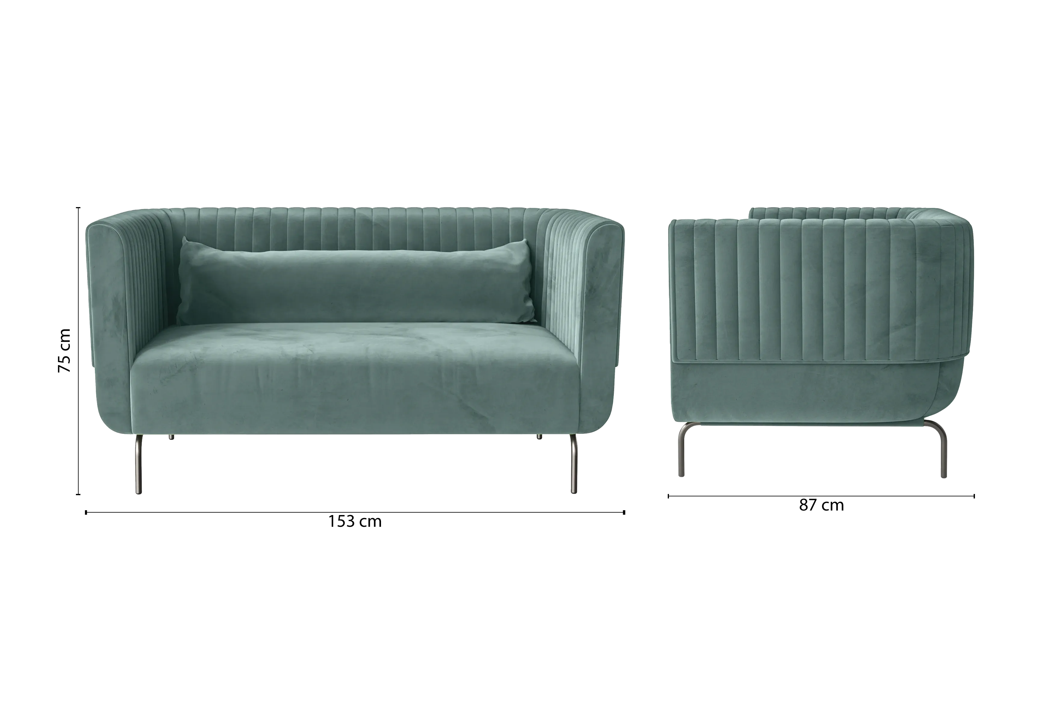 Jackson 2 Seater Sofa Teal Velvet