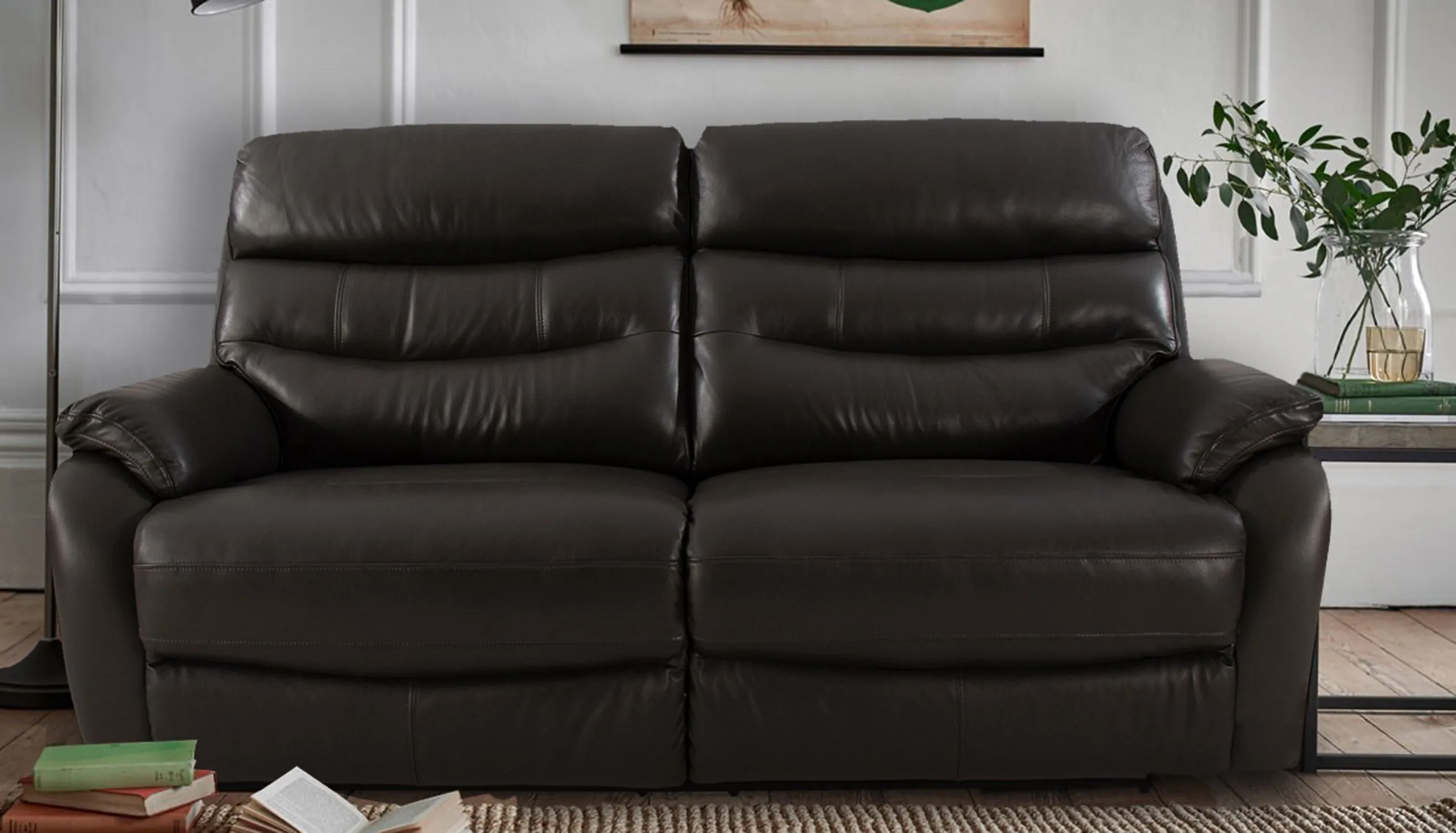 James Large Double Manual Recliner Leather Corner Sofa