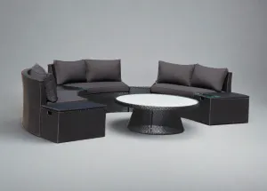 KABUL HALF MOON SOFA SET Aluminium Outdoor Lounge Setting — Black or White