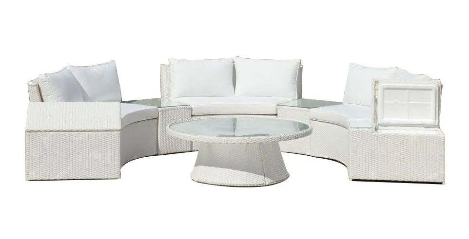 KABUL HALF MOON SOFA SET Aluminium Outdoor Lounge Setting — Black or White