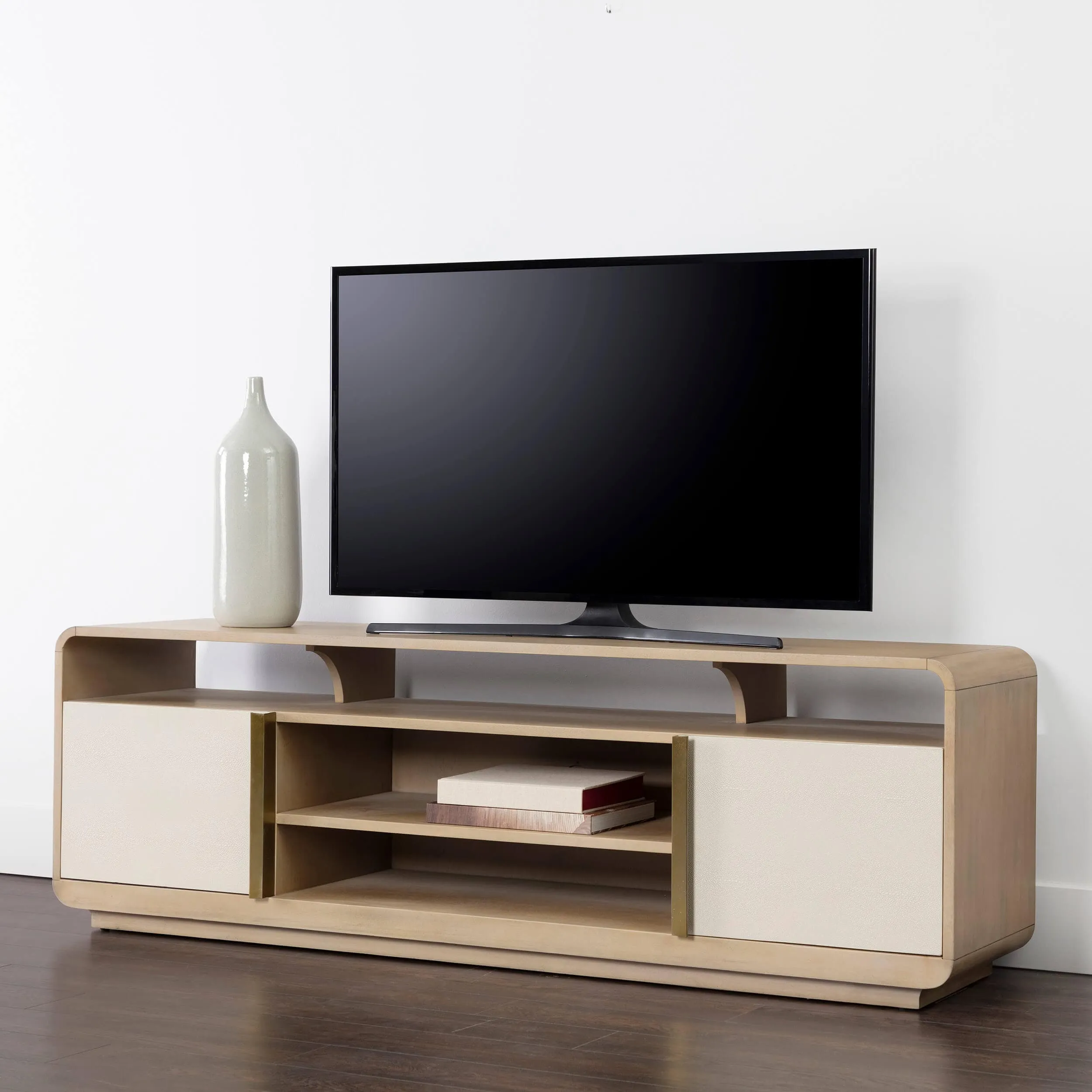 Kayden Media Console, Cream Shagreen