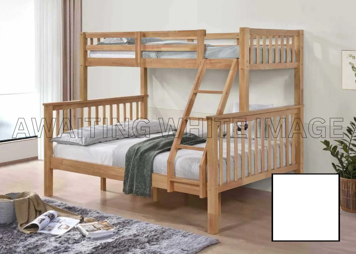 Kelling White Triple Bunk Bed with Mattresses Bundle