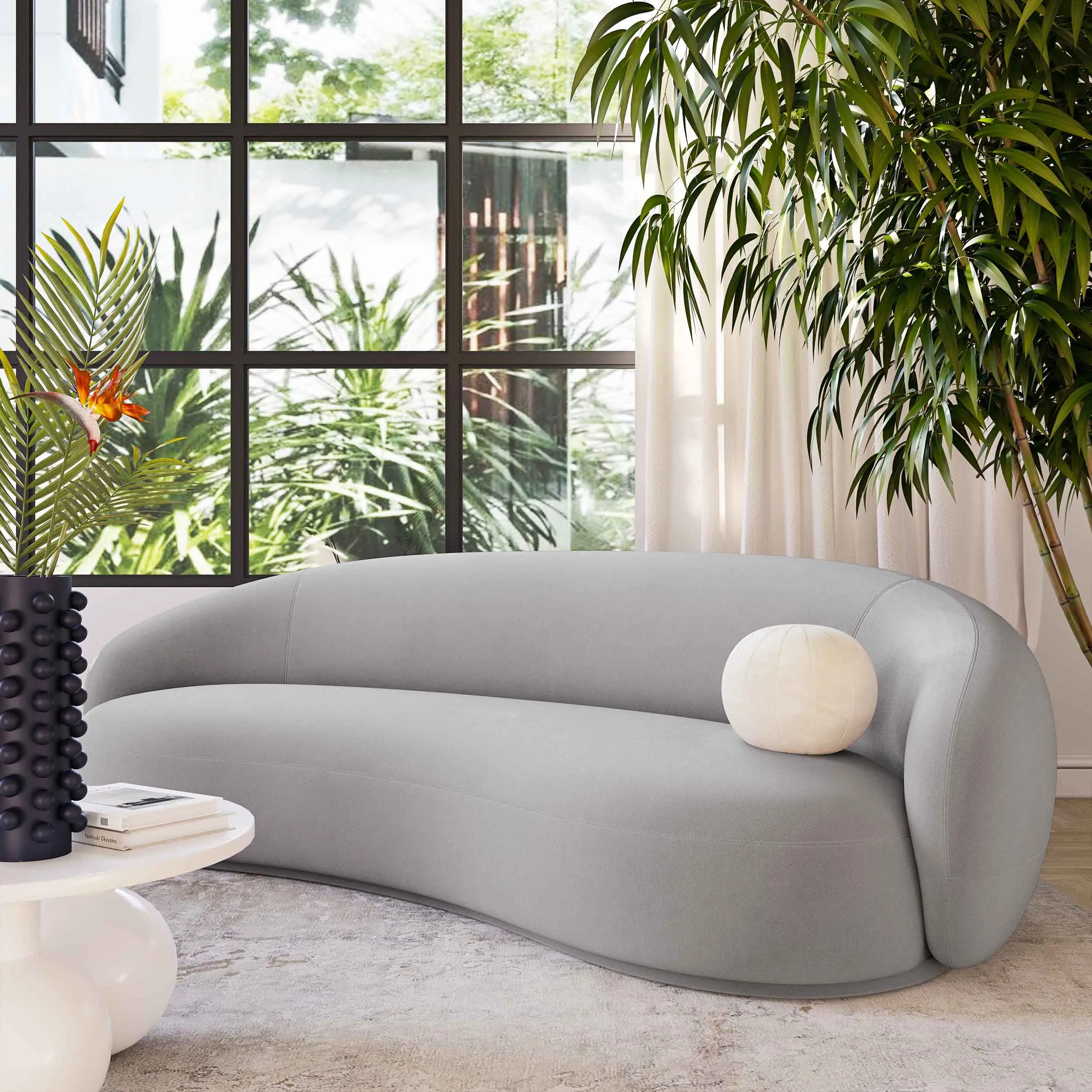 Kendall Velvet Sofa,  Light Grey