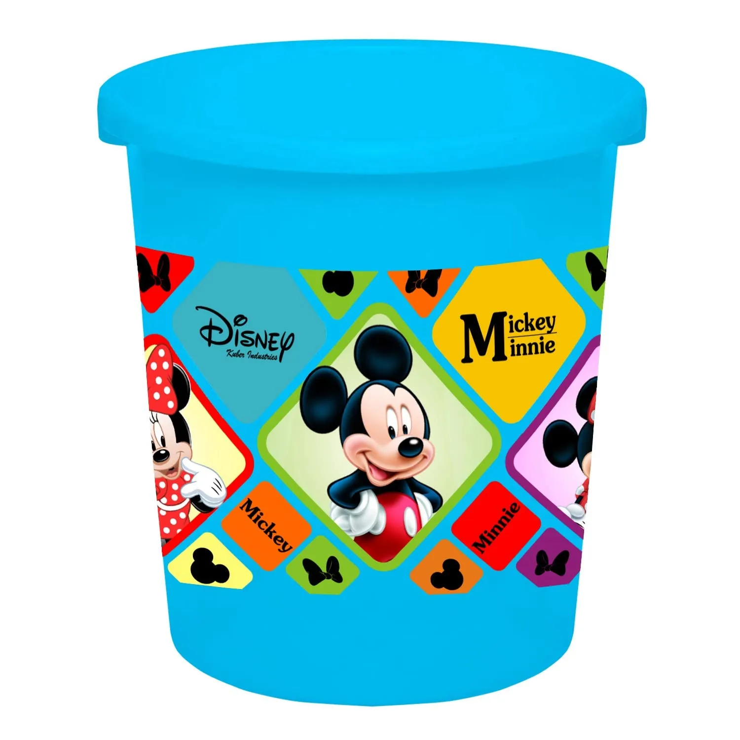 Kuber Industries Disney Mickey Minnie Print Plastic 2 Pieces Dustbin/Garbage Bin/Waste Bin, 5 Liters (Blue) -HS_35_KUBMARTS17770