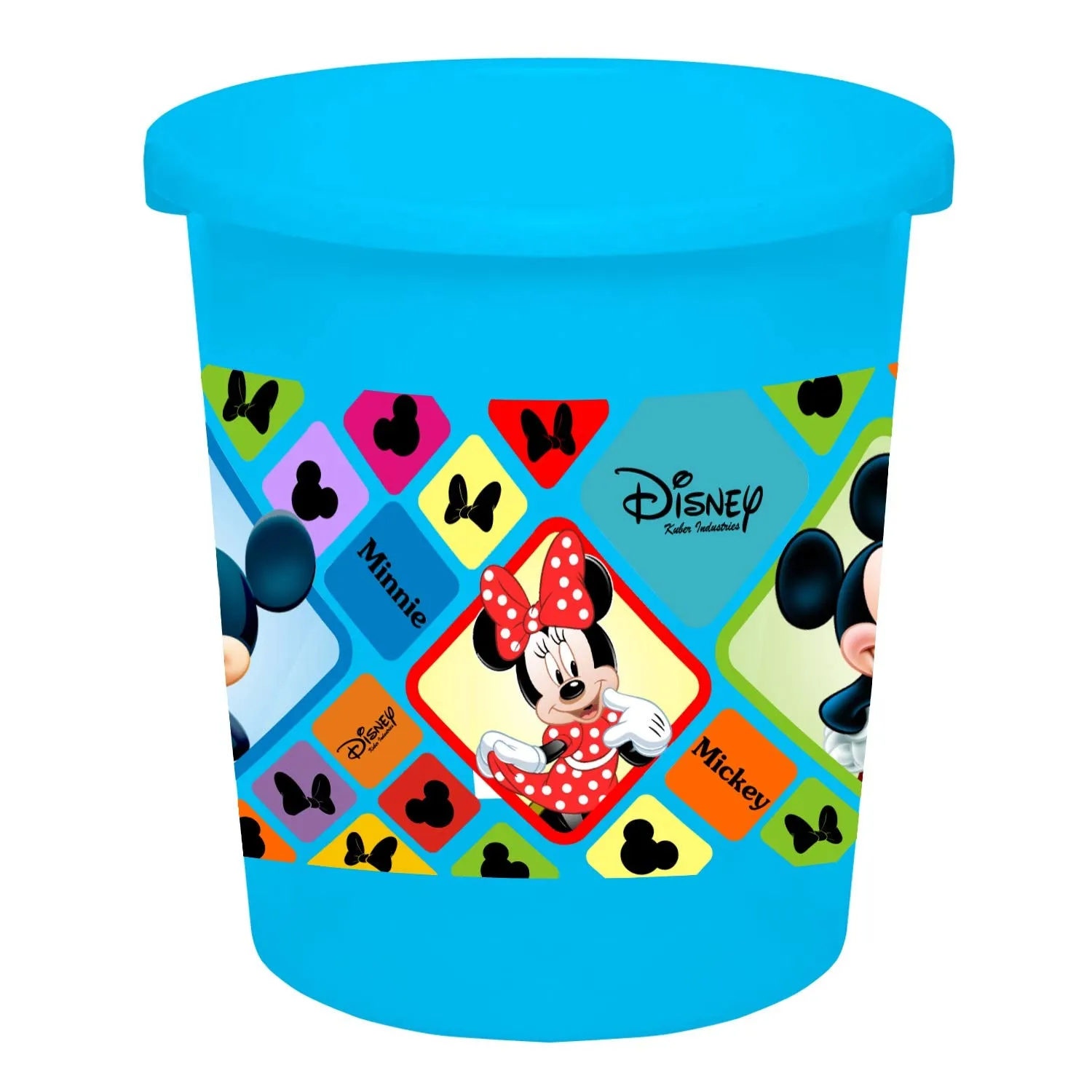 Kuber Industries Disney Mickey Minnie Print Plastic 2 Pieces Dustbin/Garbage Bin/Waste Bin, 5 Liters (Blue) -HS_35_KUBMARTS17770