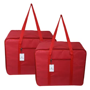 Kuber Industries Rexine Jumbo Underbed Moisture Proof Storage Bag with Zipper Closure and Handle (Red, 48x60x36 Cm)