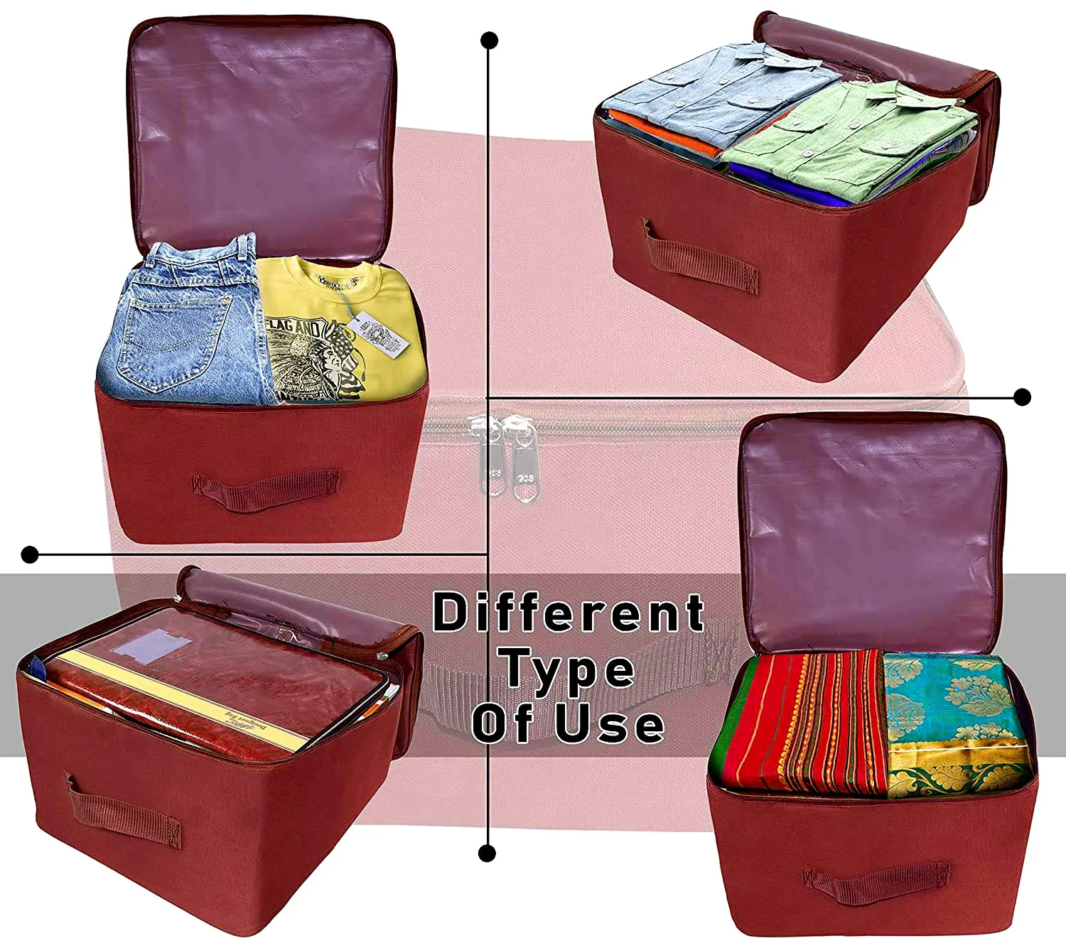 Kuber Industries Small Size Multi-Purpose Storage Bag- Pack of 2 (Maroon)-HS_38_KUBMART21323