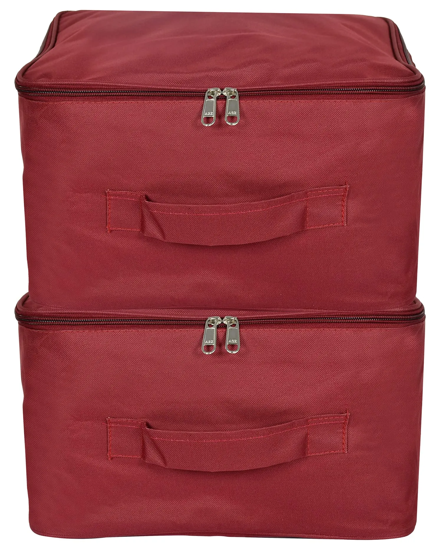 Kuber Industries Small Size Multi-Purpose Water Resistant Foldable Storage Bag with Zipper Closure And Strong Handle-Pack of 2 (Maroon)-HS_38_KUBMART21324