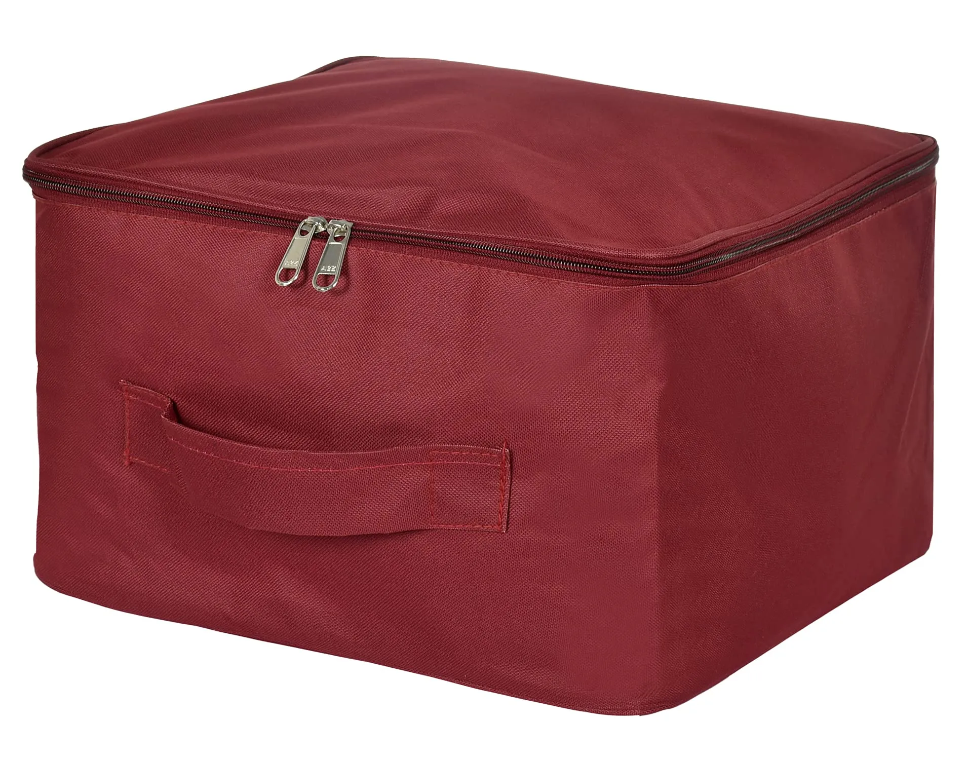 Kuber Industries Small Size Multi-Purpose Water Resistant Foldable Storage Bag with Zipper Closure And Strong Handle-Pack of 2 (Maroon)-HS_38_KUBMART21324