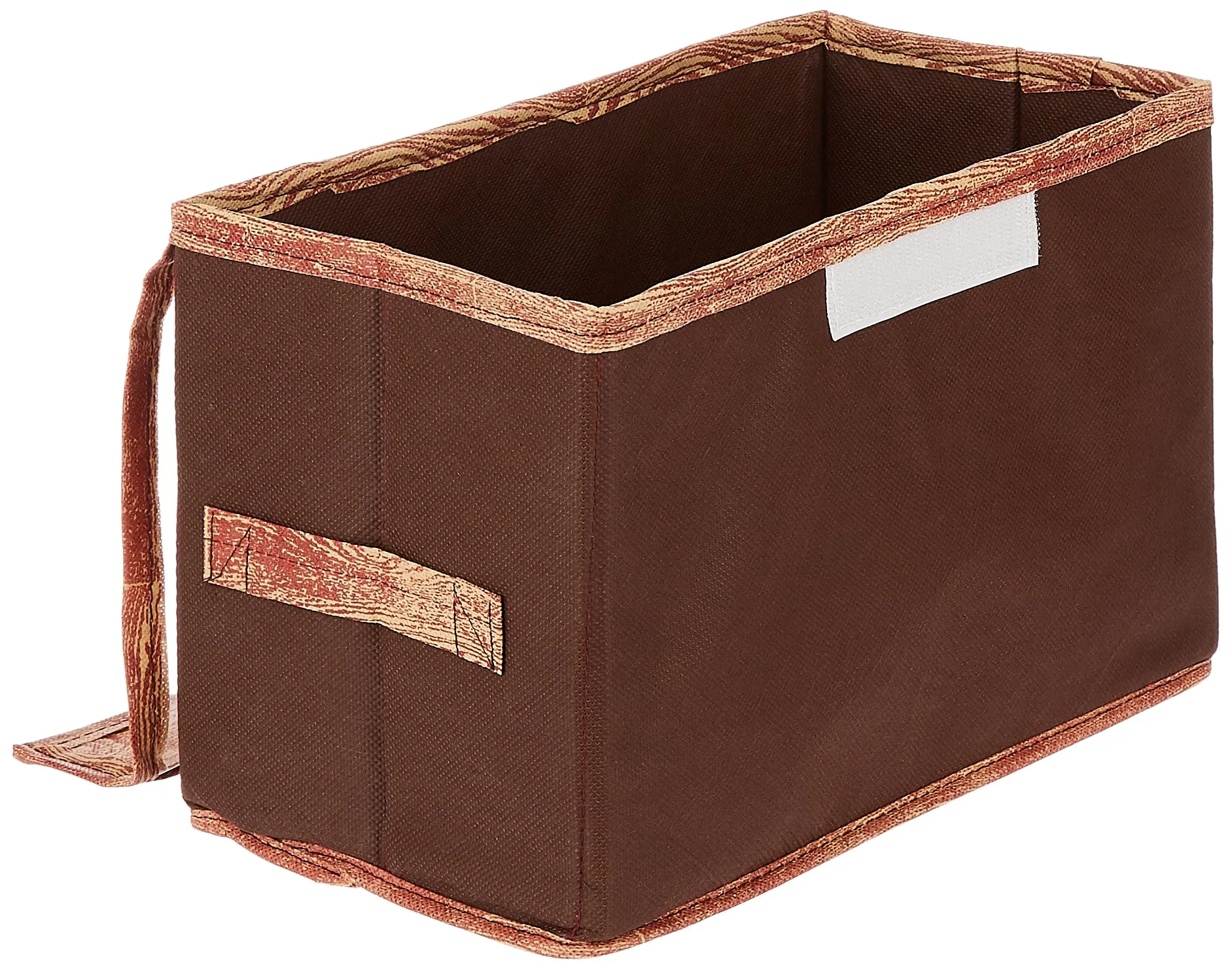 Kuber Industries Wooden Design Multiuses Small Non-Woven Storage Box/Organizer With Tranasparent Lid (Brown) -44KM0429