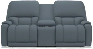 La-Z-Boy Greyson Denim Power Reclining Loveseat with Headrest And Console