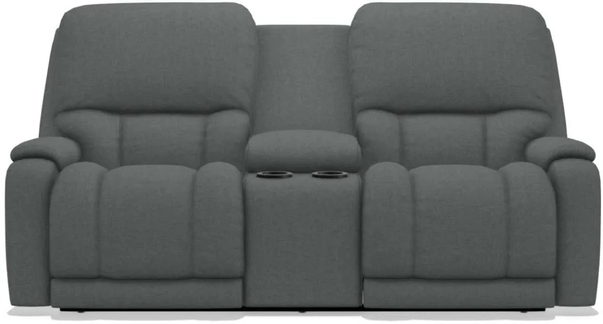 La-Z-Boy Greyson Grey Power Reclining Loveseat with Headrest And Console