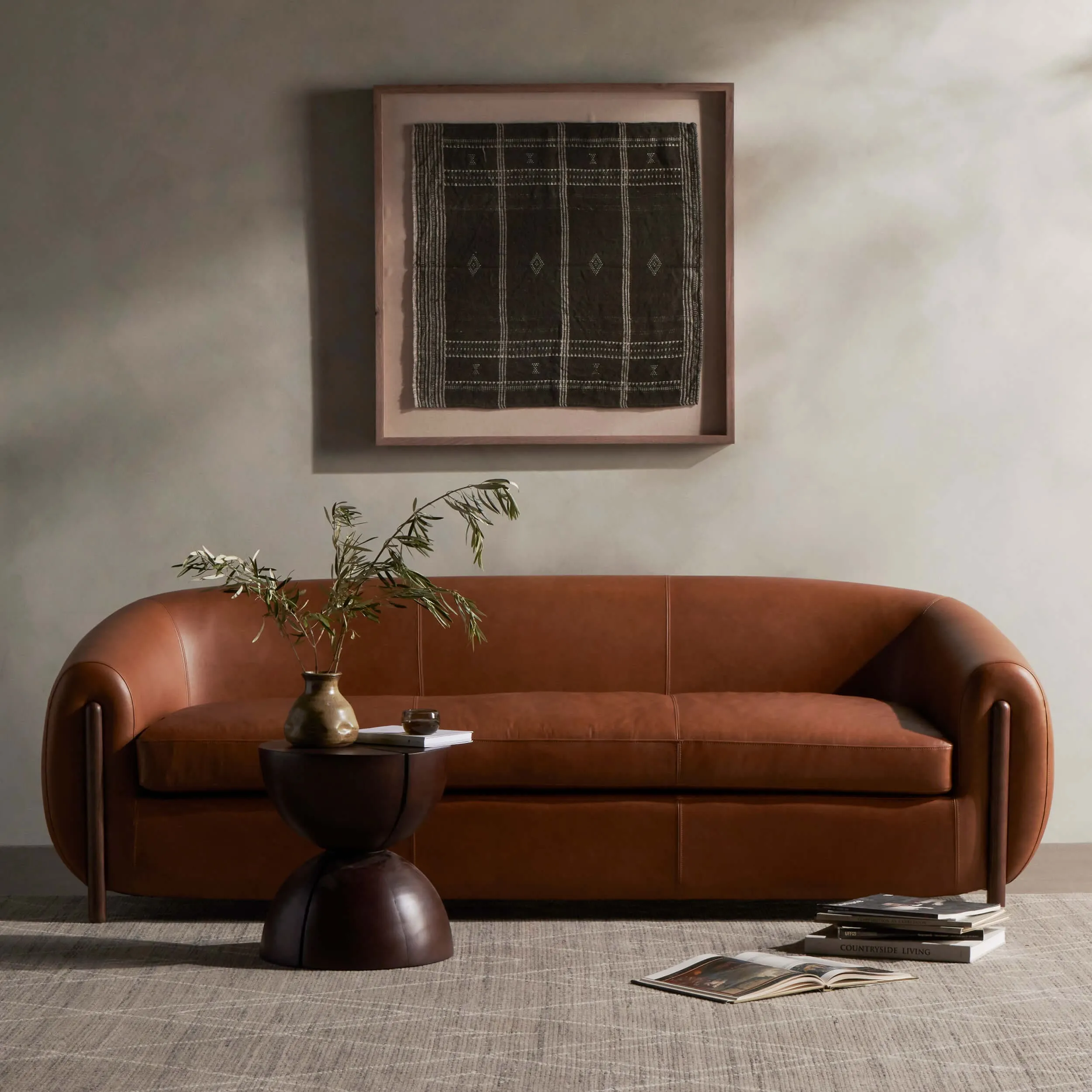 Lyla 86" Leather Sofa, Valencia Camel