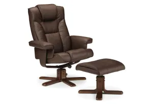 Malmo Brown Swivel Recliner & Stool by Julian Bowen